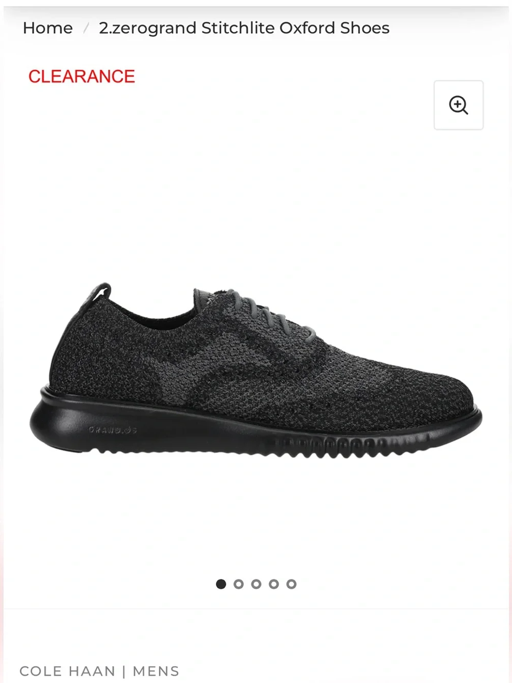 NWOB COLE HAAN x ZEROGRAND Gray Black Stitchlite Wingtip Knit Oxford Sneakers